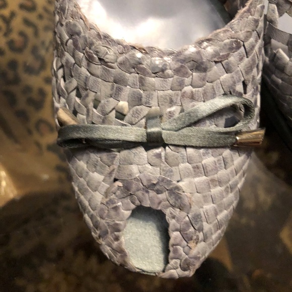 NIB CASADEI BLUE GREY SATIN MULE HEEL 9 - Picture 5 of 7